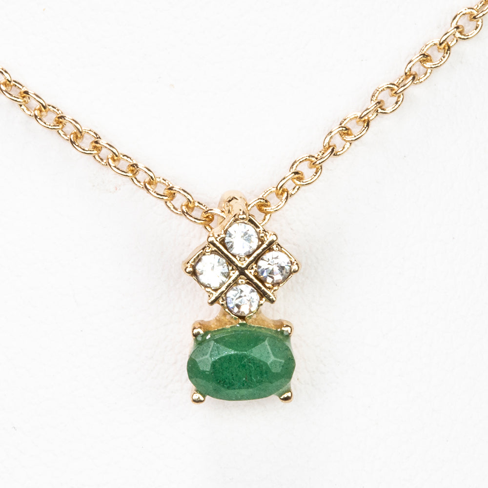 Halskette aus goldplattierter Legierung mit Smaragd und weißem Emporia® Kristall