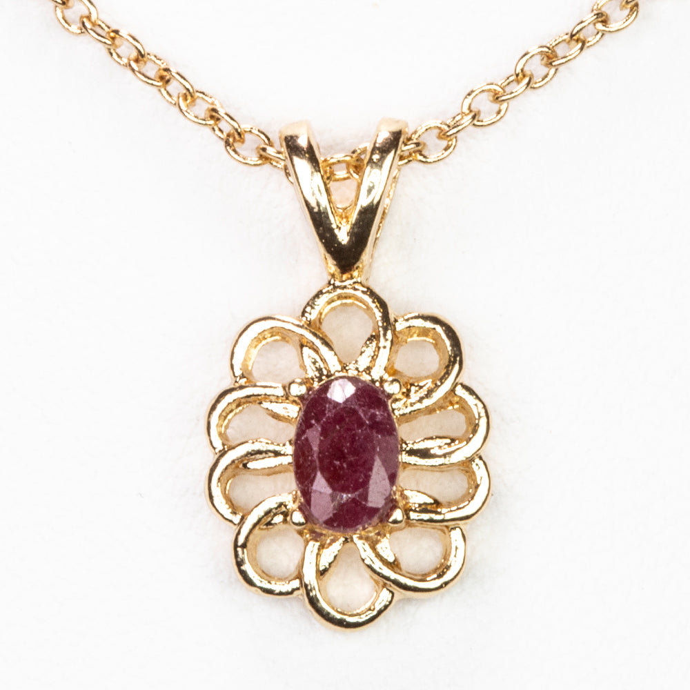 Halskette aus goldplattierter Legierung mit Rubin und weißem Emporia® Kristall