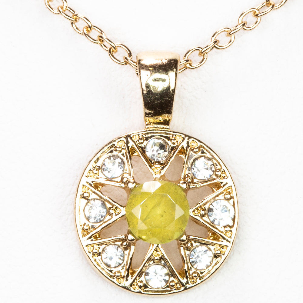 Halskette aus goldplattierter Legierung mit Peridot und weißem Emporia® Kristall