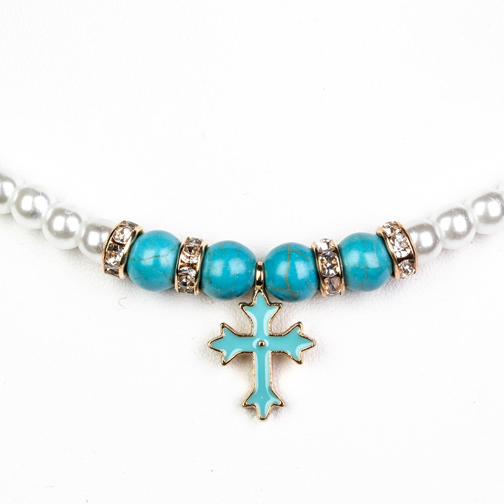 künstlicher Perle Halskette mit Türkis