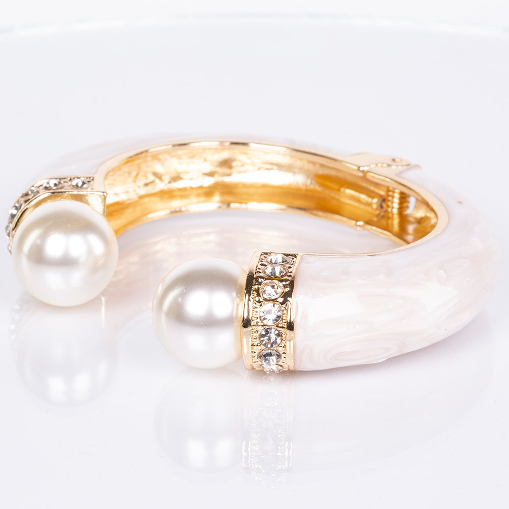 Armband aus goldplattiertesr Legierung mit weißem Emporia® Kristall