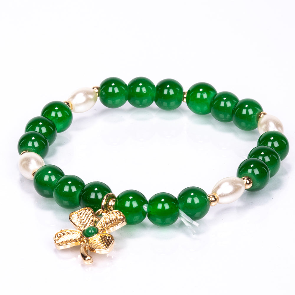 Künstlicher Perle Armband mit grünem Jade