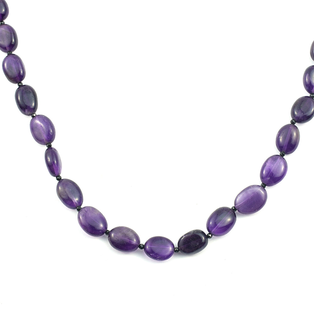 Nugget Halskette mit Amethyst und schwarzem Spinell