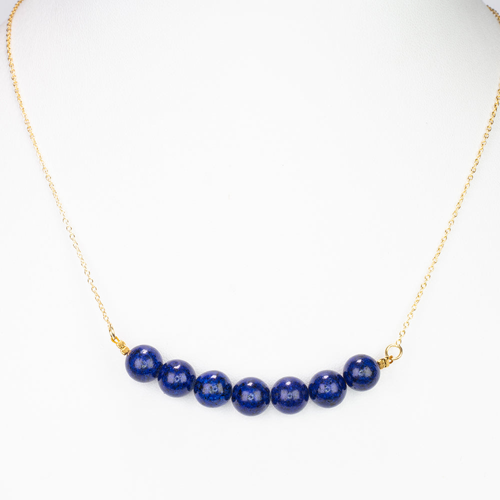 Goldplattierte Silberhalskette mit Lapislazuli