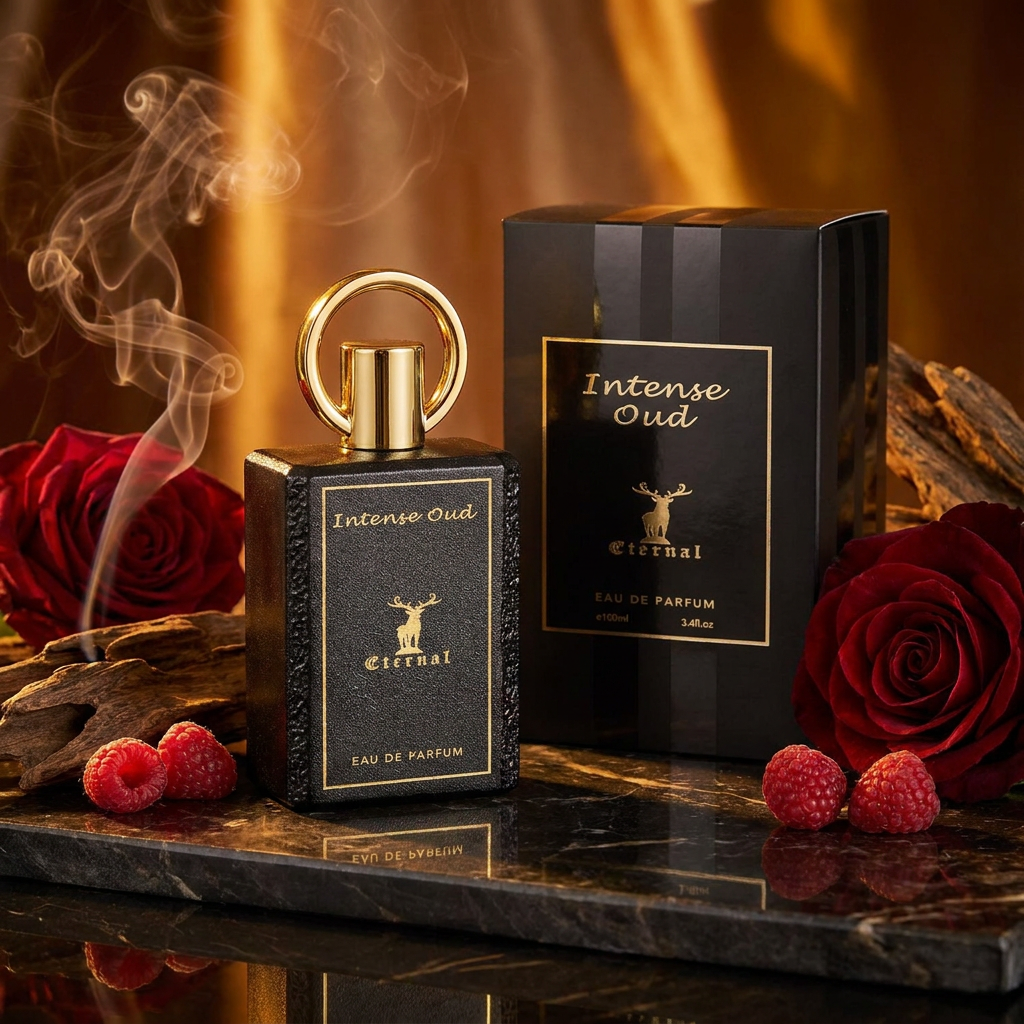 100 ml Eau de Perfume Oriental INTENSE OUD (TOP: PEAR, RASPBERRY, SAFFRON; MIDDLE: ORANGE BLOSSOM, ROSE; BASE: MUSK, AGARWOOD, AMBER)