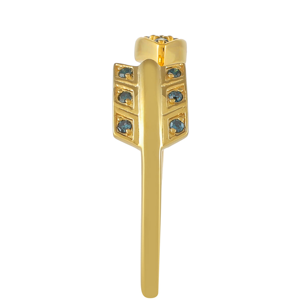 Goldplattierter Silberring mit blauem Diamant