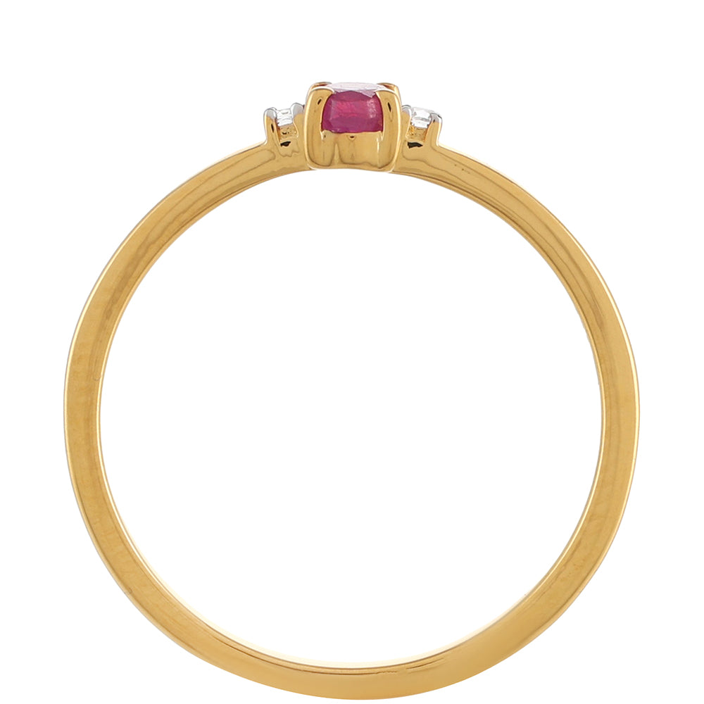 Goldplattierter Silberring mit Thai Rubin und weißem Topas