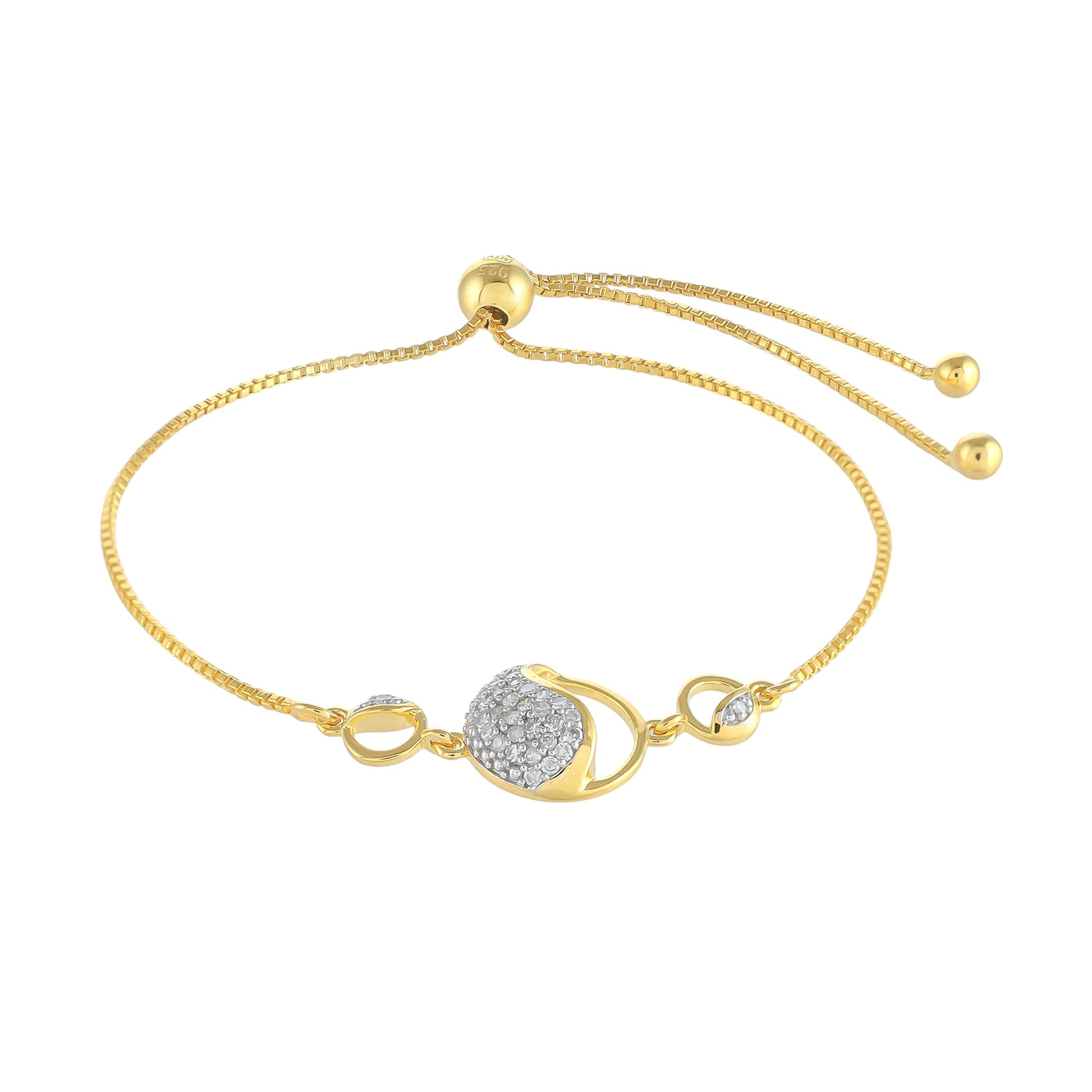 Goldplattiertes Silberarmband mit weißem Diamant 1