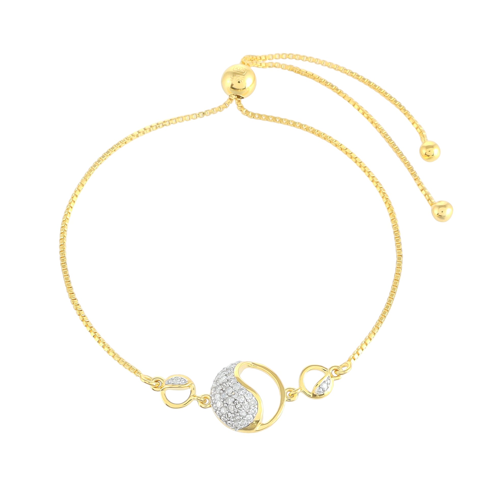 Goldplattiertes Silberarmband mit weißem Diamant 2