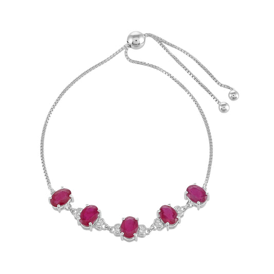 Silberarmband mit Thai Rubin und weißem Topas