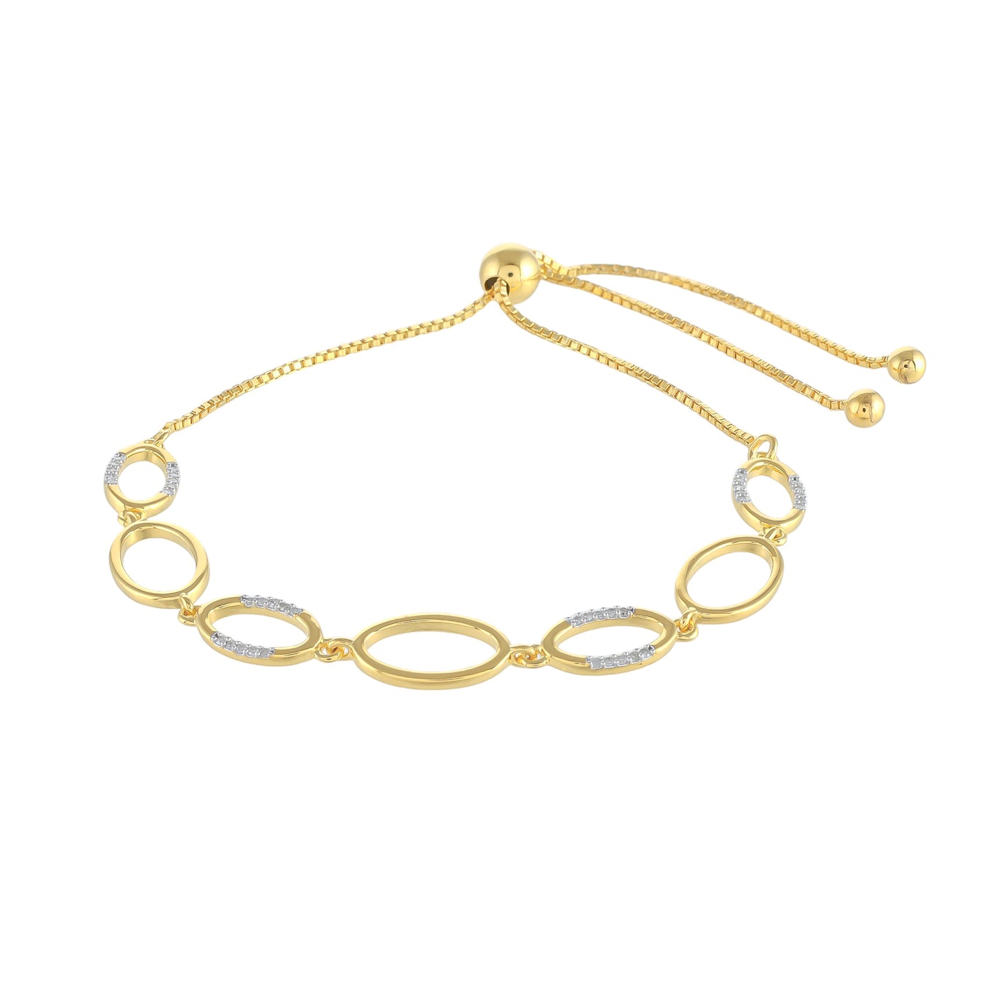 Goldplattiertes Silberarmband mit weißem Diamant