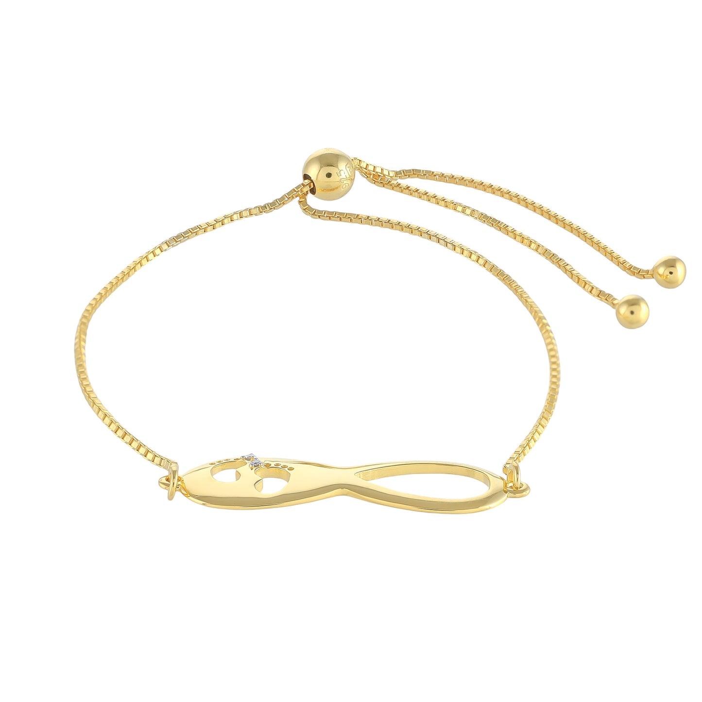 Goldplattiertes Silberarmband mit weißem Diamant