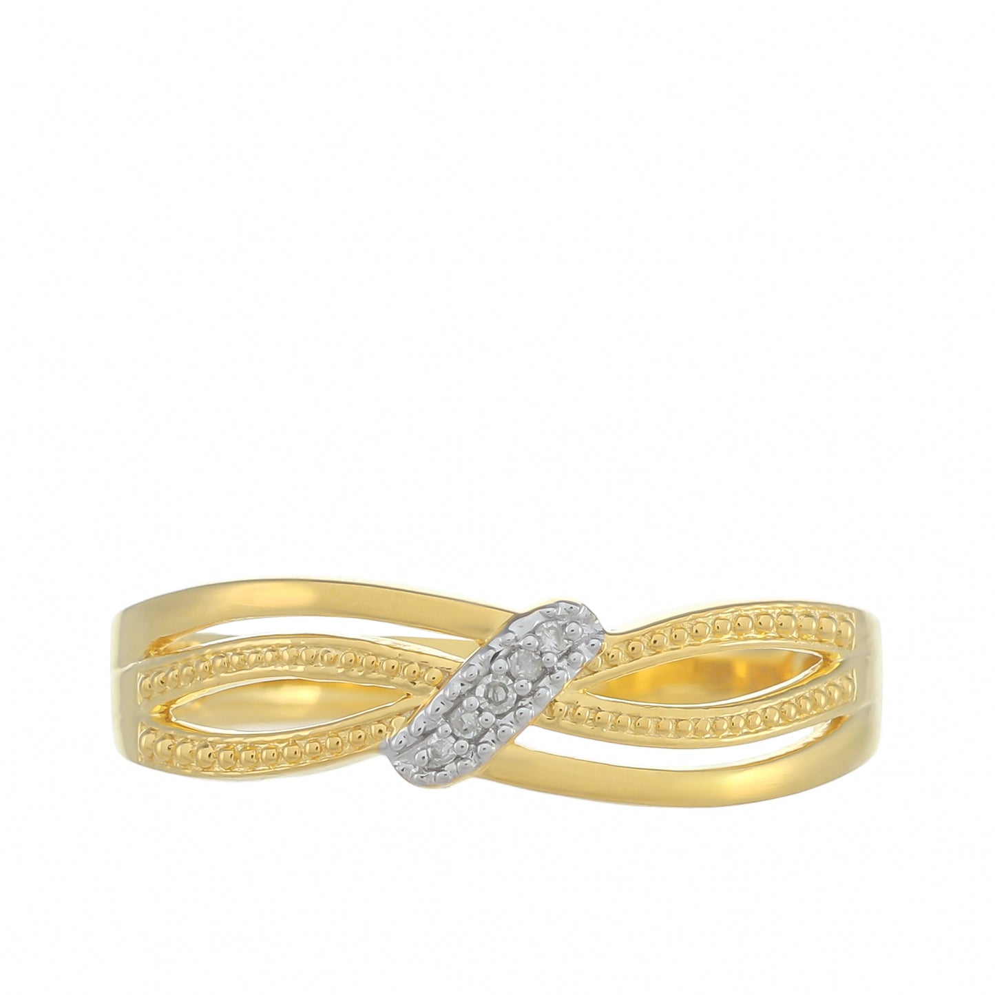 Goldplattierter Silberring mit weißem Diamant