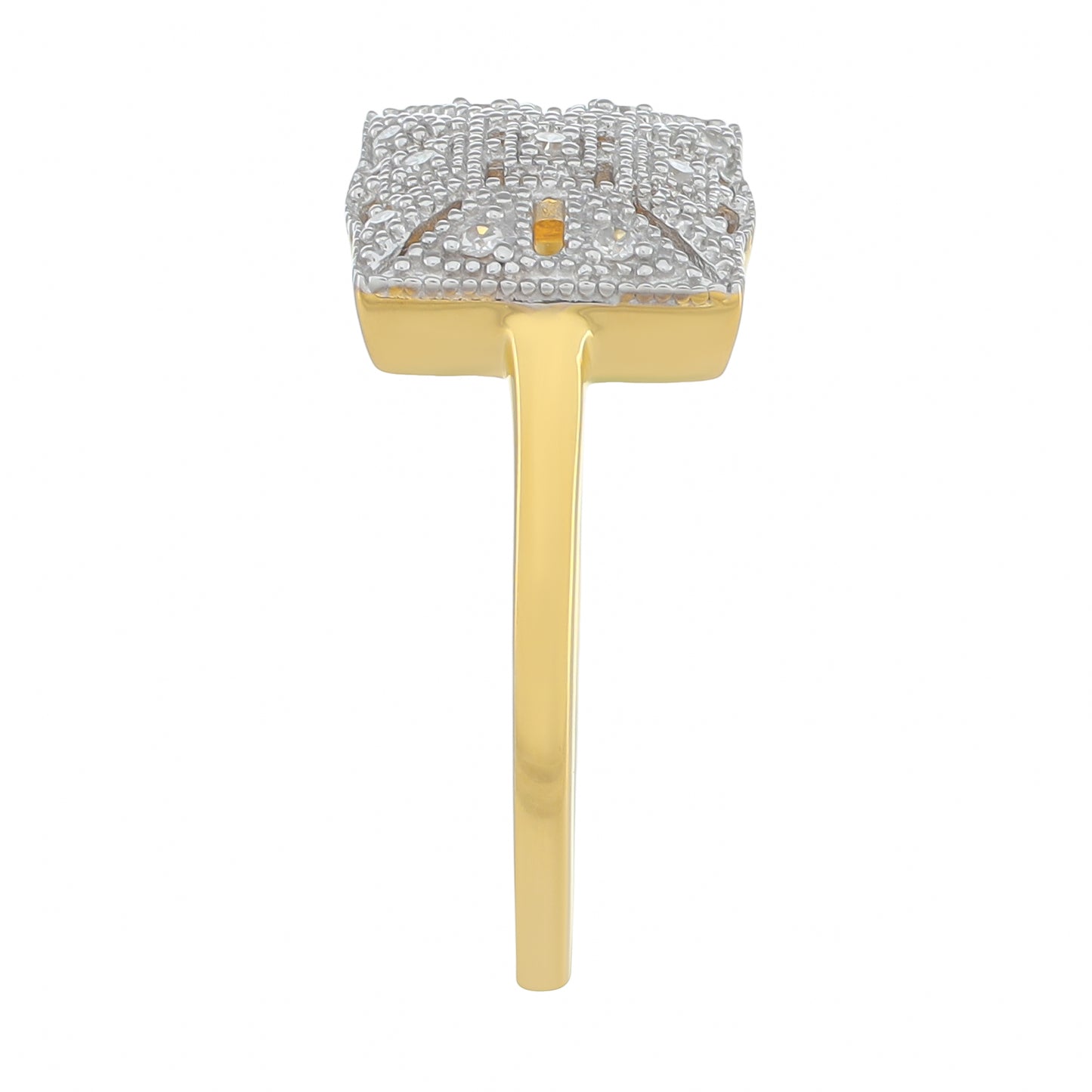 Goldplattierter Silberring mit weißem Diamant
