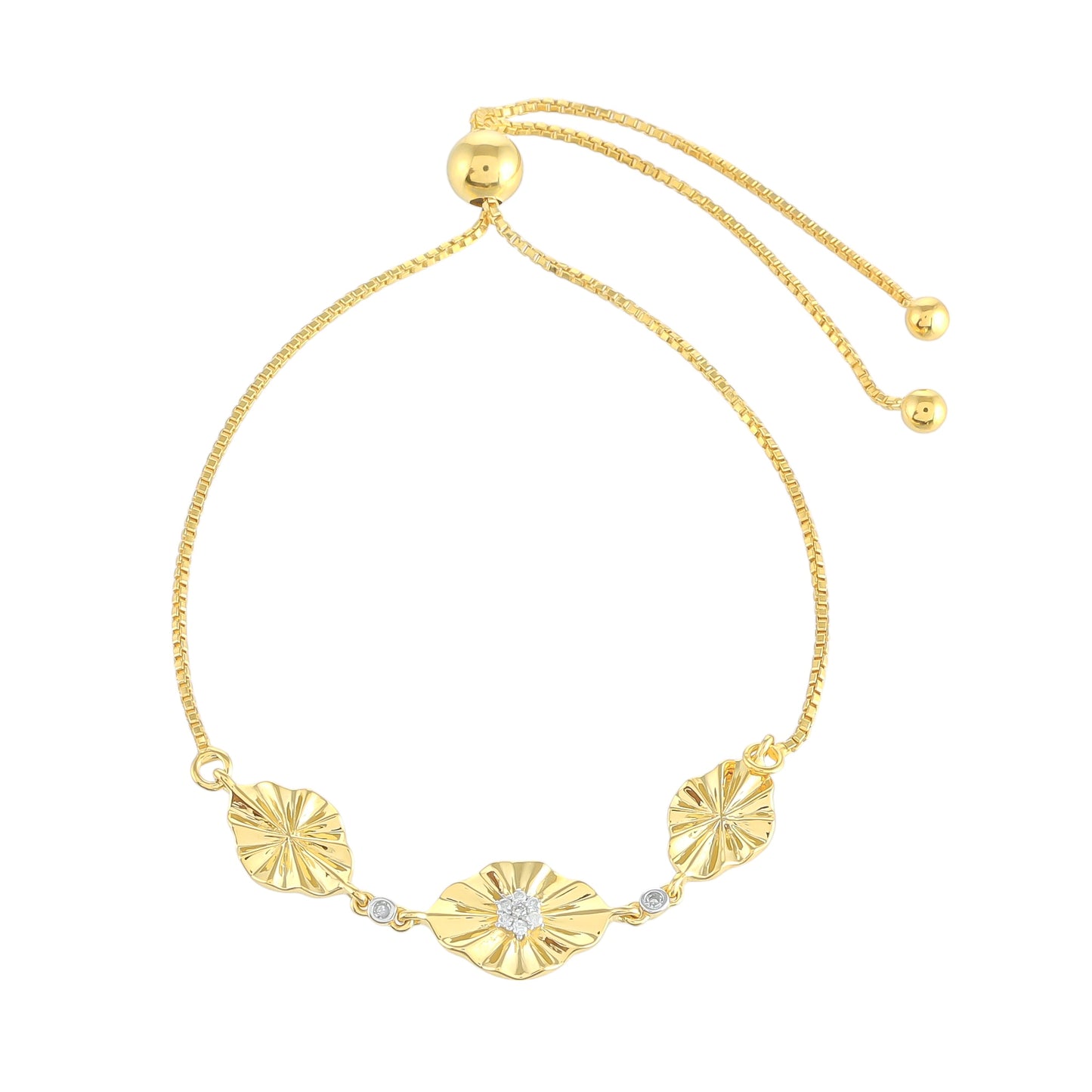 Goldplattiertes Silberarmband mit weißem Diamant