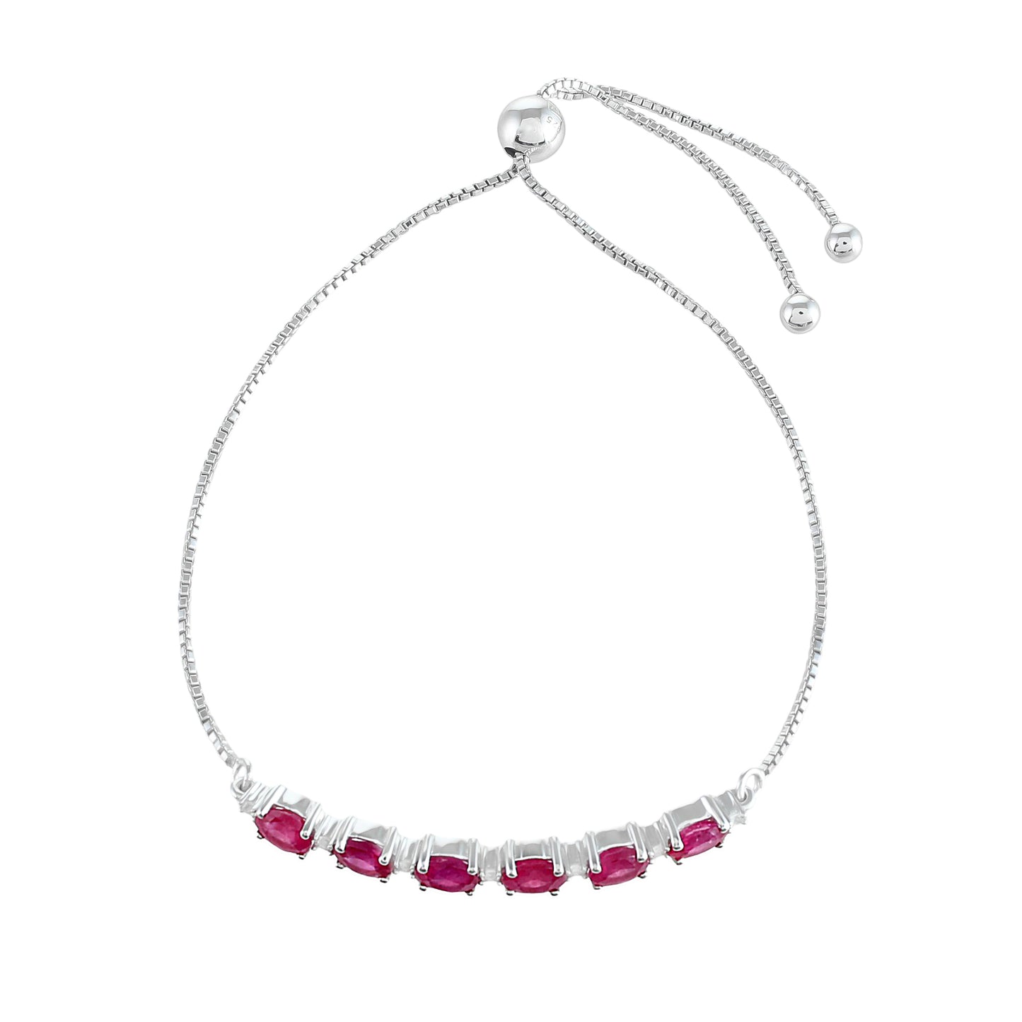 Silberarmband mit Thai Rubin und weißem Topas