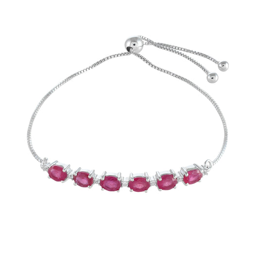 Silberarmband mit Thai Rubin und weißem Topas