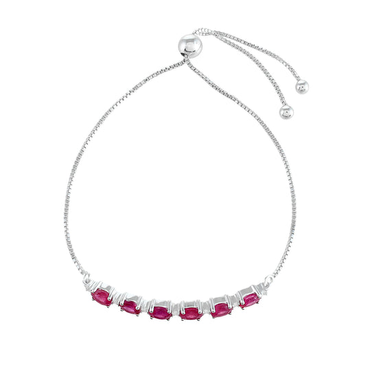 Silberarmband mit Thai Rubin und weißem Topas