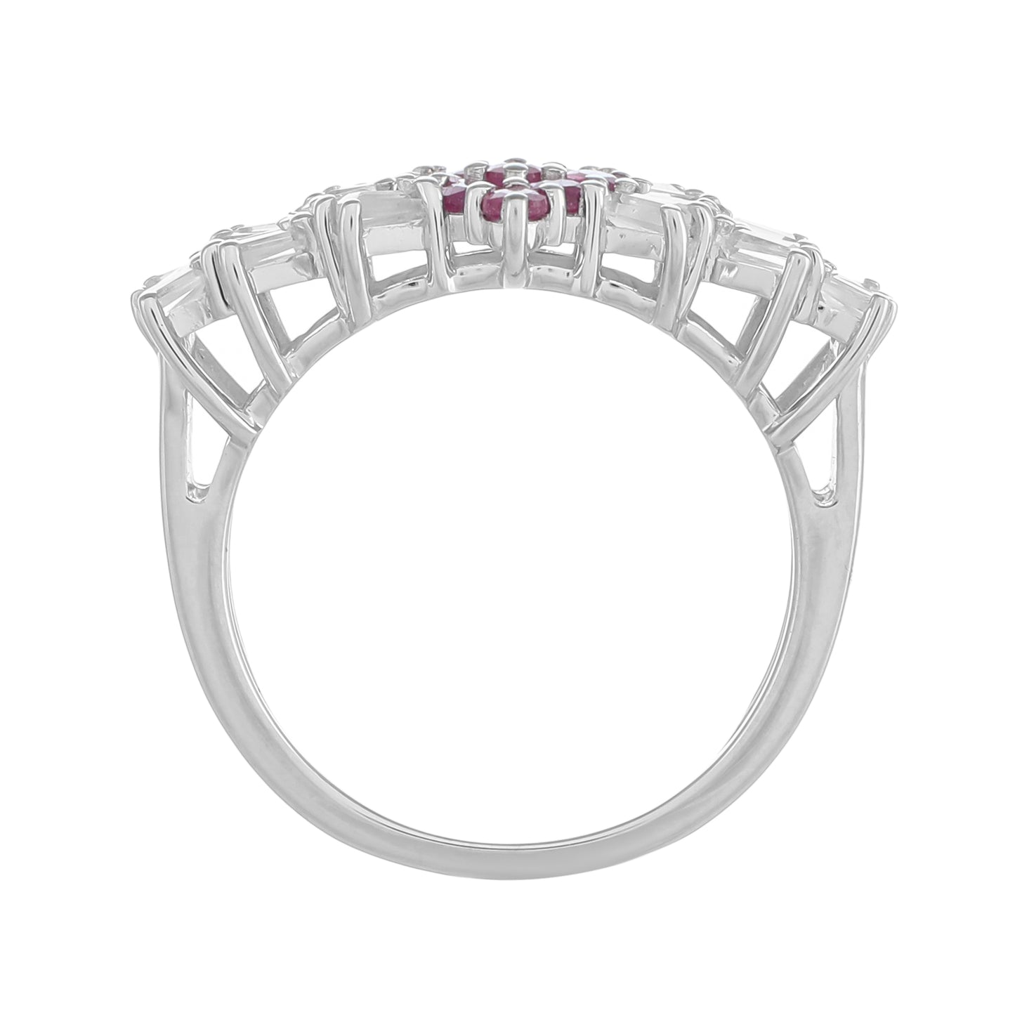 Silberring mit Thai Rubin und weißem Topas