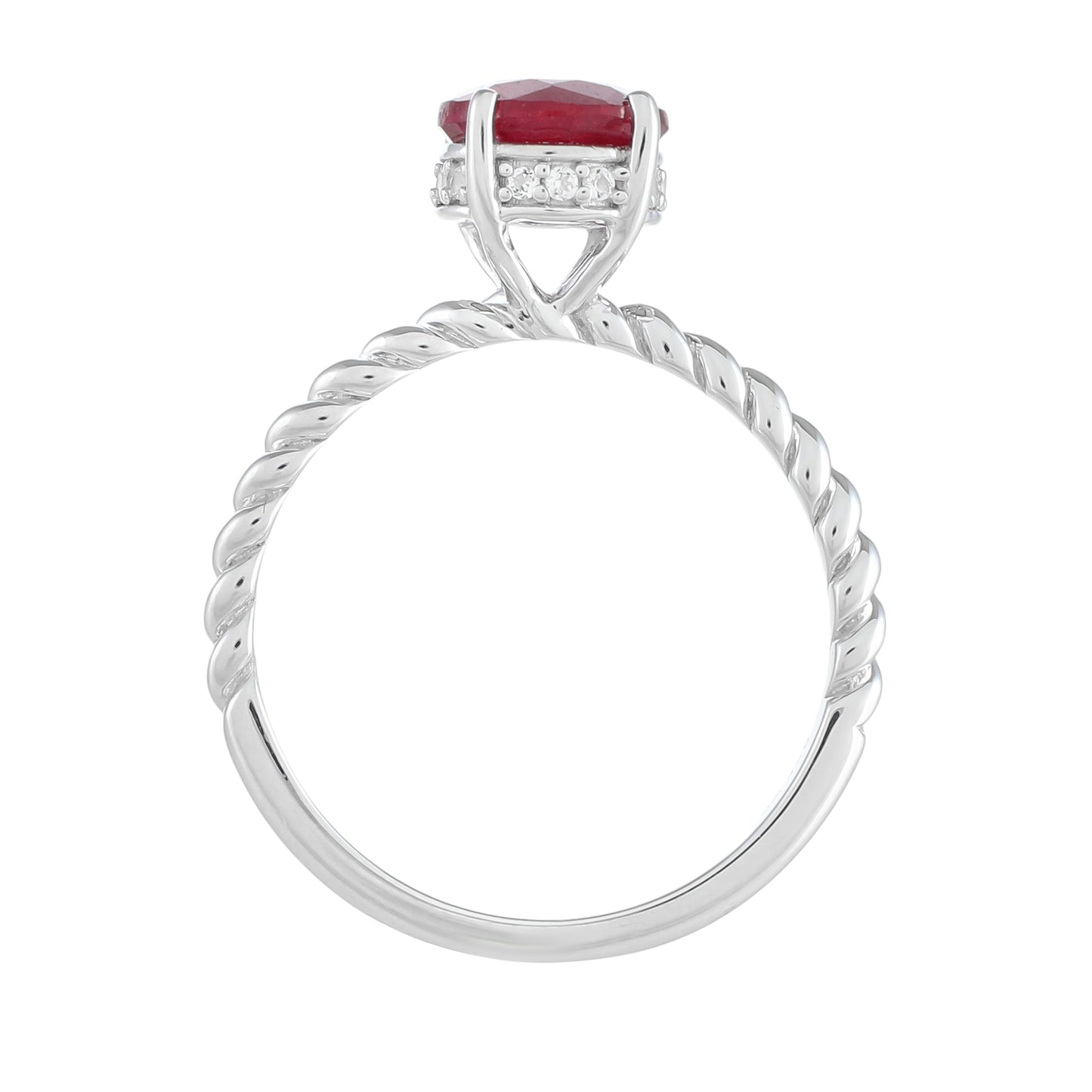 Silberring mit Thai Rubin und weißem Topas