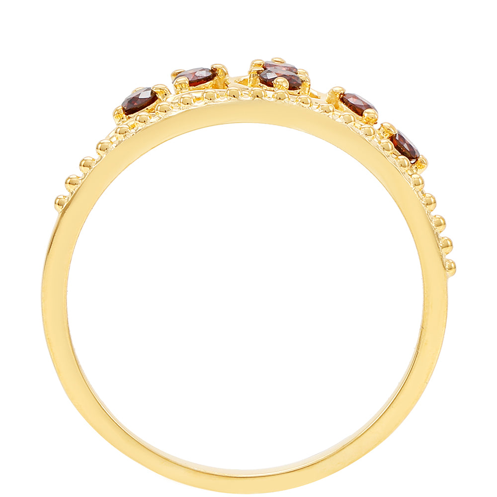 Goldplattierter Silberring mit rotem Diamant
