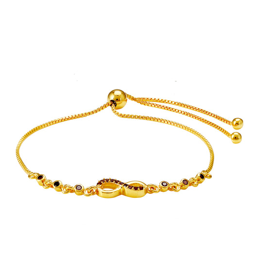 Goldplattiertes Silberarmband mit rotem Diamant