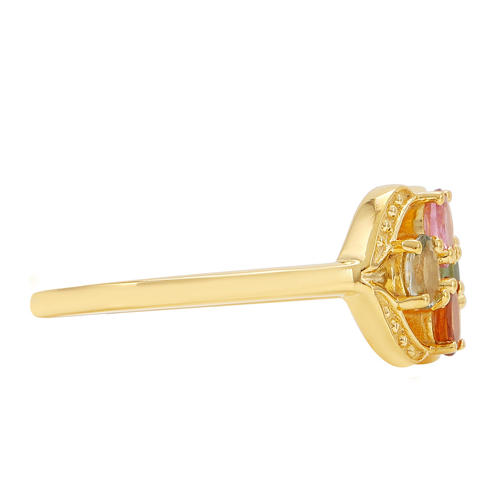 Goldplattierter Silberring mit regenbogenfarbenem Turmalin aus Pelmadulla