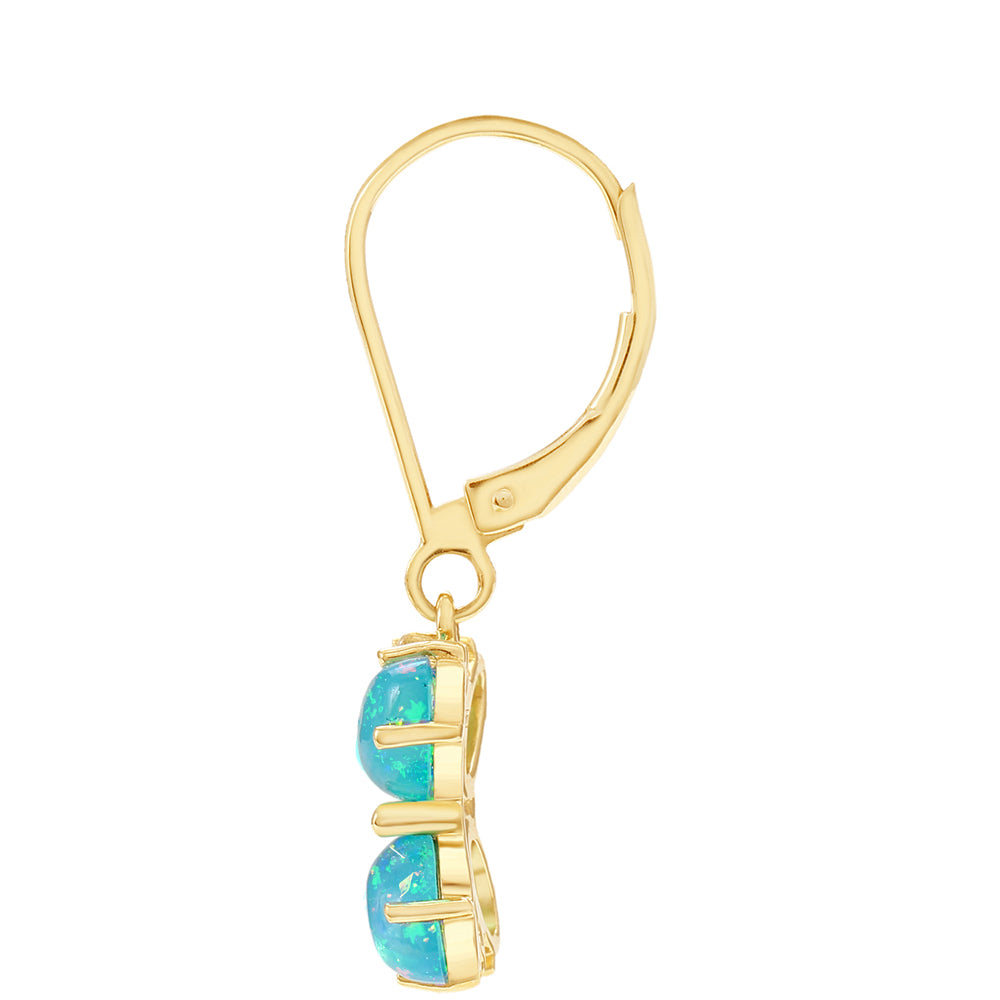 Goldohrringe mit äthiopischem Paraiba-Blauopal und weißem Topas