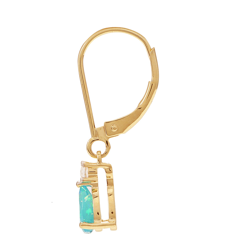 Goldohrringe mit äthiopischem Paraiba-Blauopal und weißem Topas
