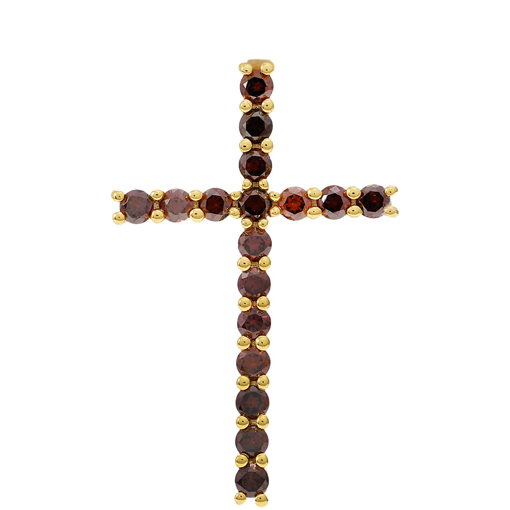 Goldplattierter Silberanhänger mit rotem Diamant