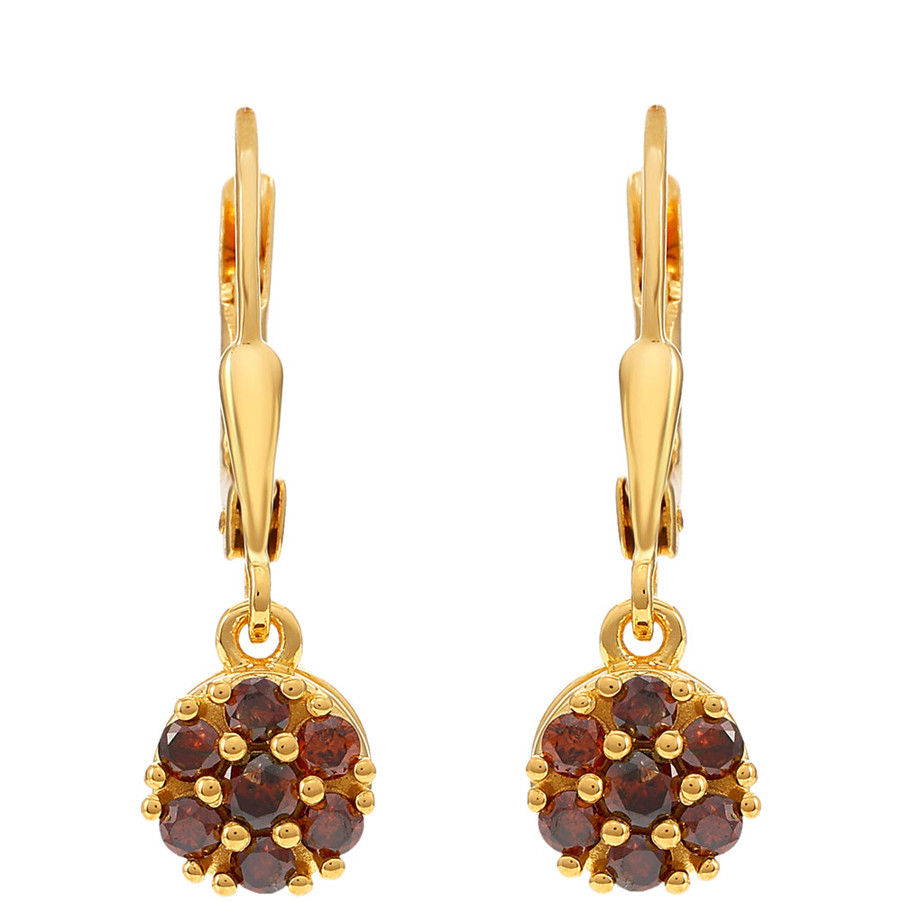 Goldplattierte Silberohrringe mit rotem Diamant