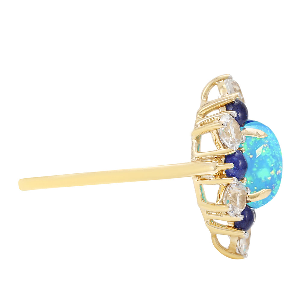 Goldring mit äthiopischem Paraiba-Blauopal und blauem Saphir