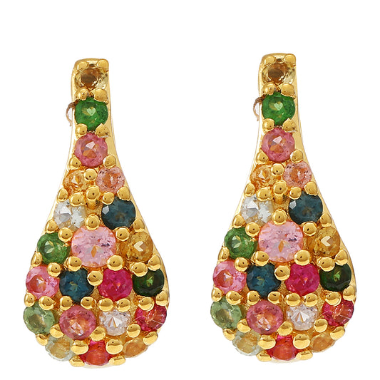 Goldplattierte Silberohrringe mit regenbogenfarbenem Turmalin aus Pelmadulla