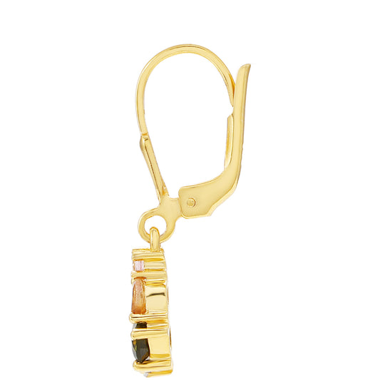 Goldplattierte Silberohrringe mit regenbogenfarbenem Turmalin aus Pelmadulla und weißem Topas