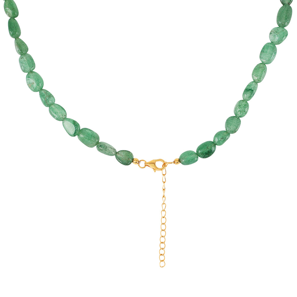 Goldplattierte Silberhalskette mit grünem Quarz