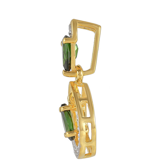 Goldplattierter Silberanhänger mit grünem Turmalin und natürlichem Zirkon