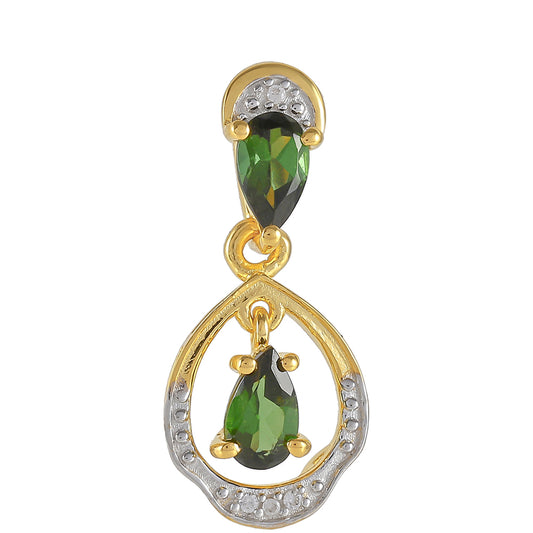 Goldplattierter Silberanhänger mit grünem Turmalin und natürlichem Zirkon