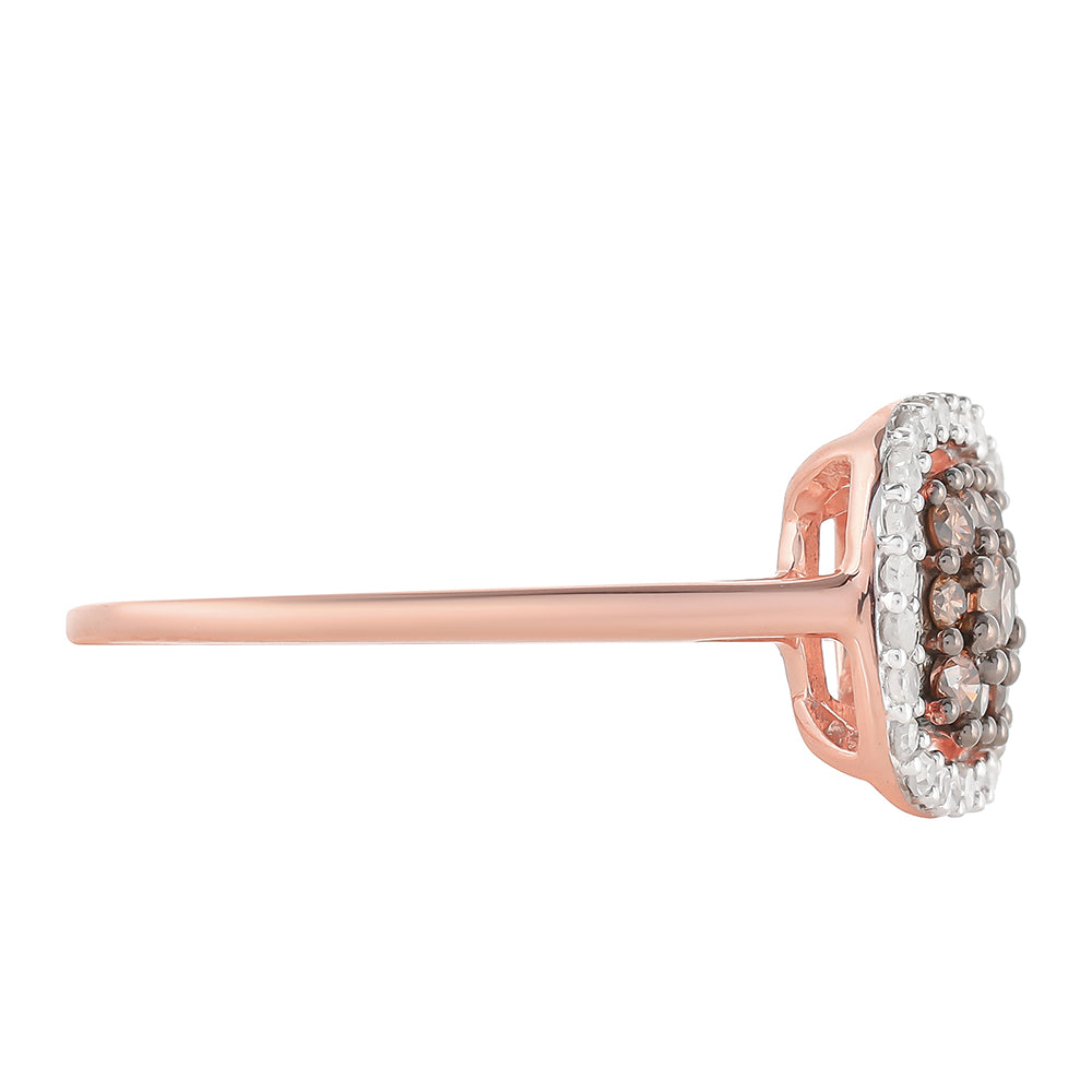 Rosevergoldeter Silberring mit Champagner-Diamant