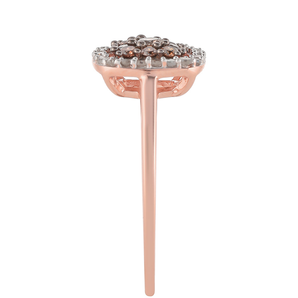 Rosevergoldeter Silberring mit Champagner-Diamant