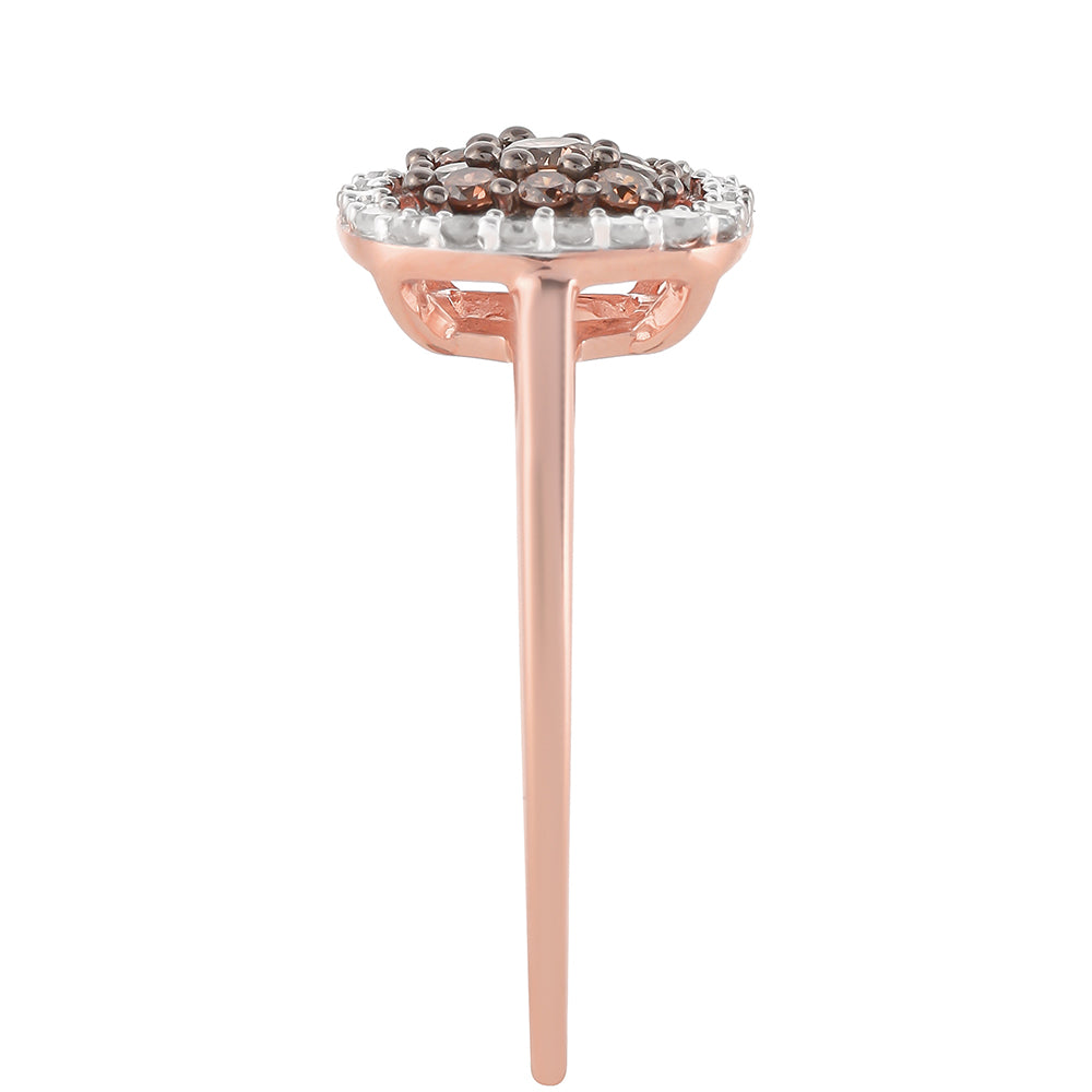 Rosevergoldeter Silberring mit Champagner-Diamant