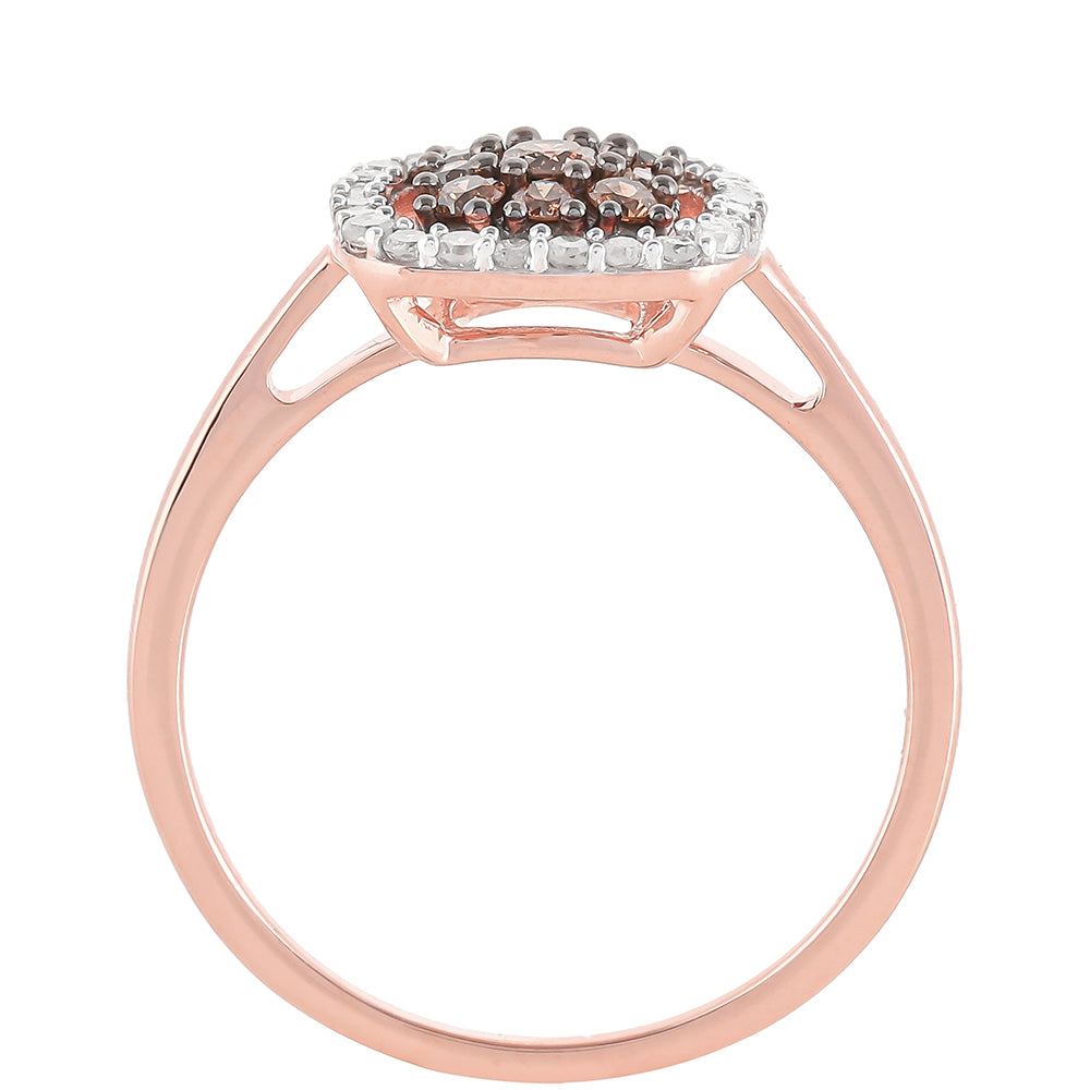 Rosevergoldeter Silberring mit Champagner-Diamant