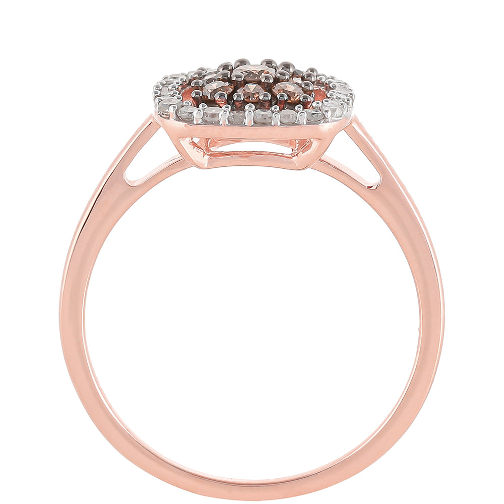 Rosevergoldeter Silberring mit Champagner-Diamant