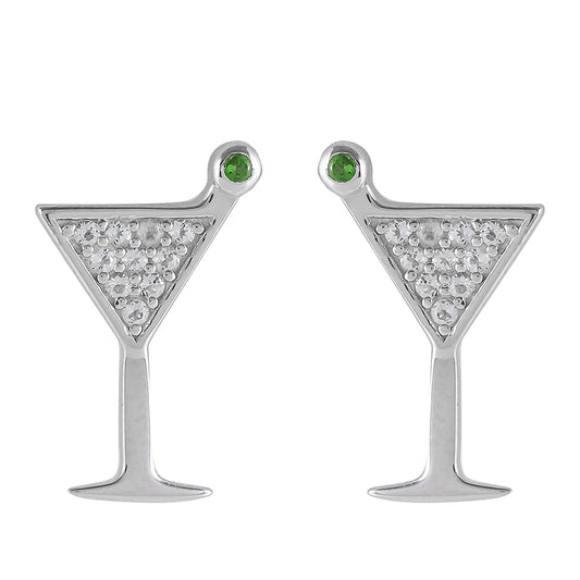 Silberohrringe mit Chromdiopsid und weißem Topas