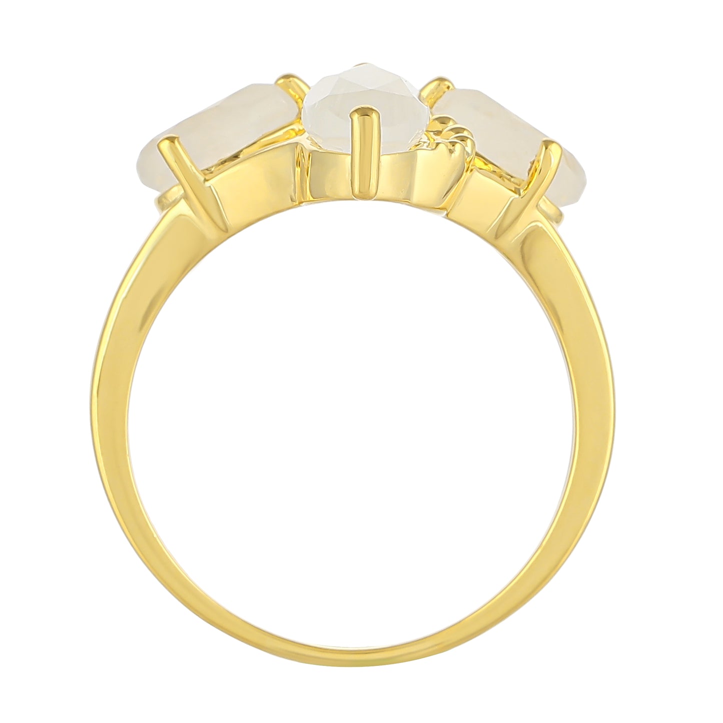 Goldplattierter Silberring mit Regenbogenmondstein