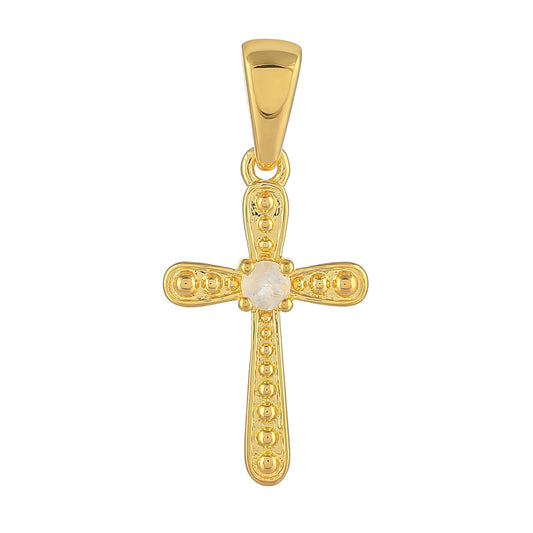 Goldplattierter Silberanhänger mit Regenbogenmondstein