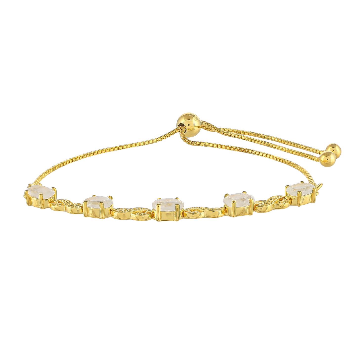 Goldplattiertes Silberarmband mit Regenbogenmondstein