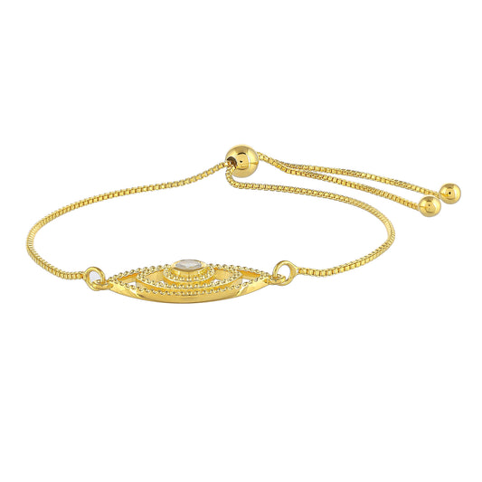 Goldplattiertes Silberarmband mit Regenbogenmondstein