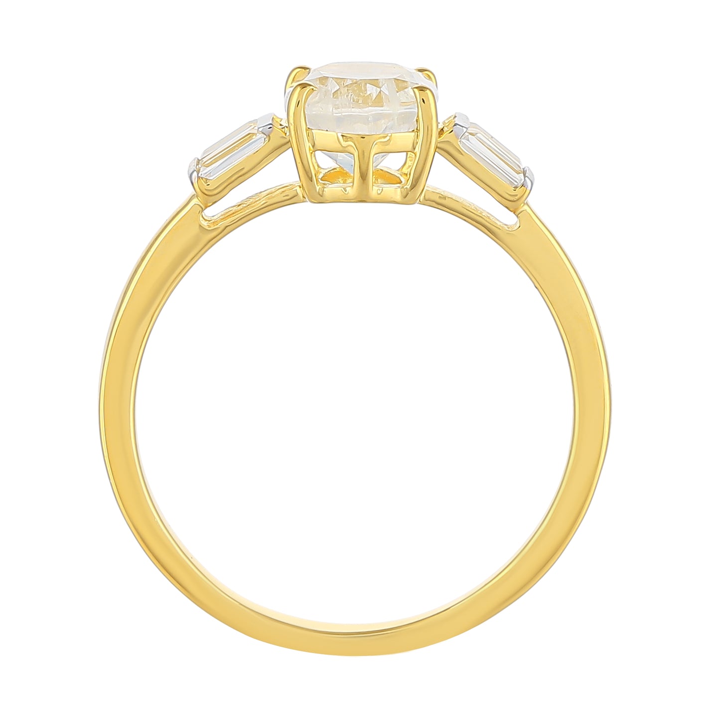 Goldplattierter Silberring mit Regenbogenmondstein und weißem Topas