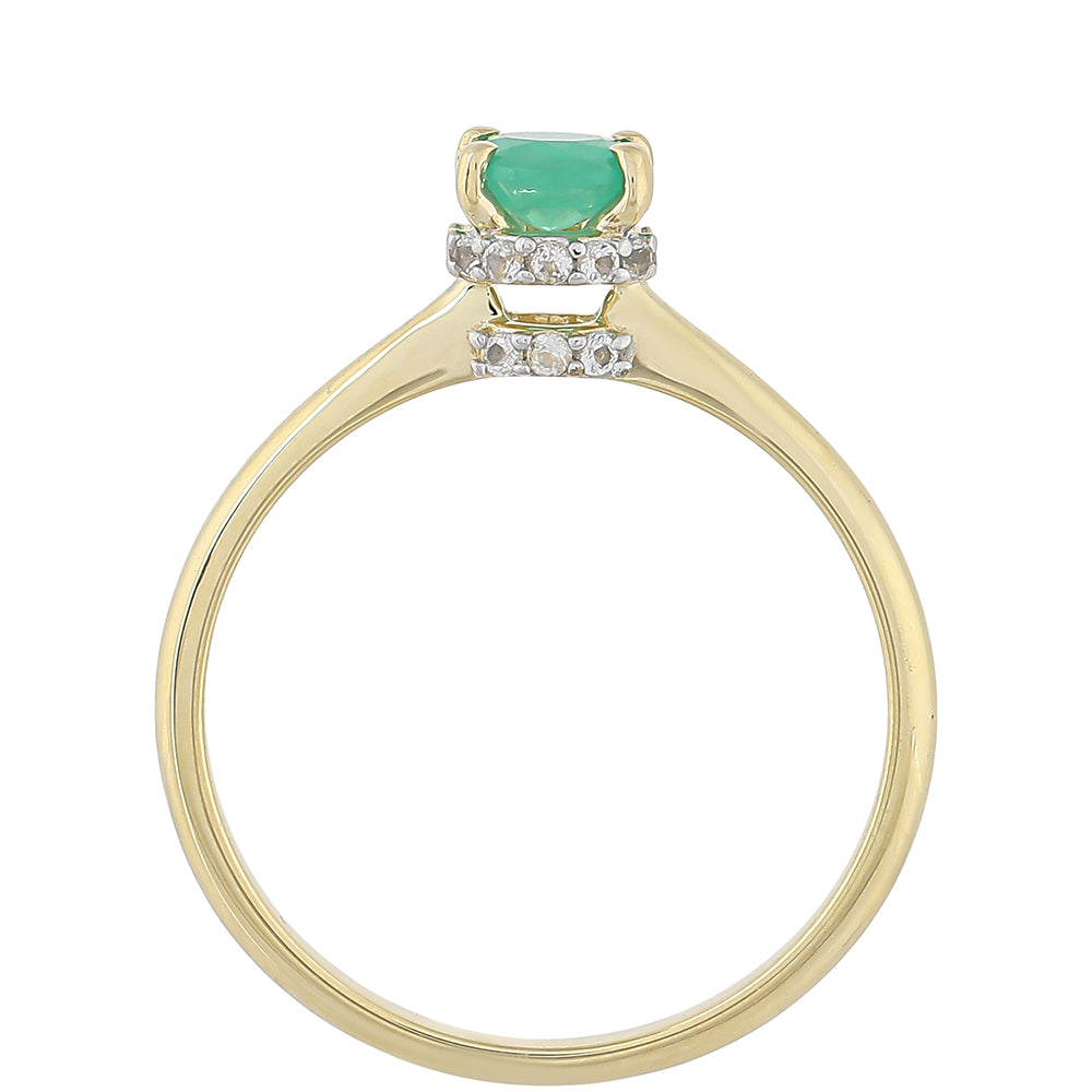 Goldring mit brasilianischem Smaragd und weißem Topas