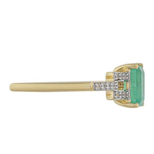 Goldring mit brasilianischem Smaragd und weißem Topas